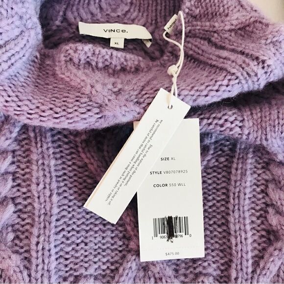 New! Vince Aran Raglan Alpaca Merino Wool Mock Neck Super Soft Lilac Sweater - Picture 13 of 14